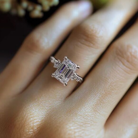 🩵 NEW Stunning square cut 4 carat white sapphire ring 🩵 - Picture 2 of 5